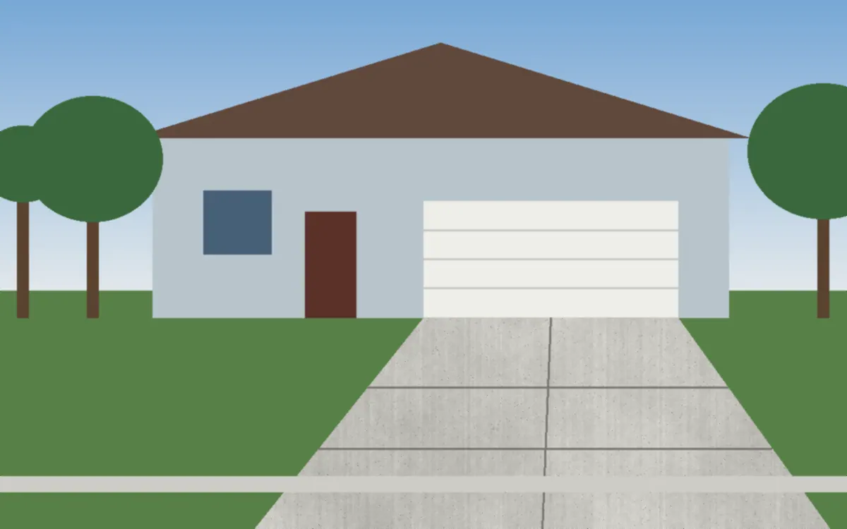 Illustration of a concrete driveway project at a home in Akron, Ohio