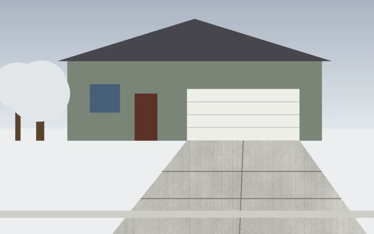 Illustration of a concrete driveway project at a home in Amherst, Ohio
