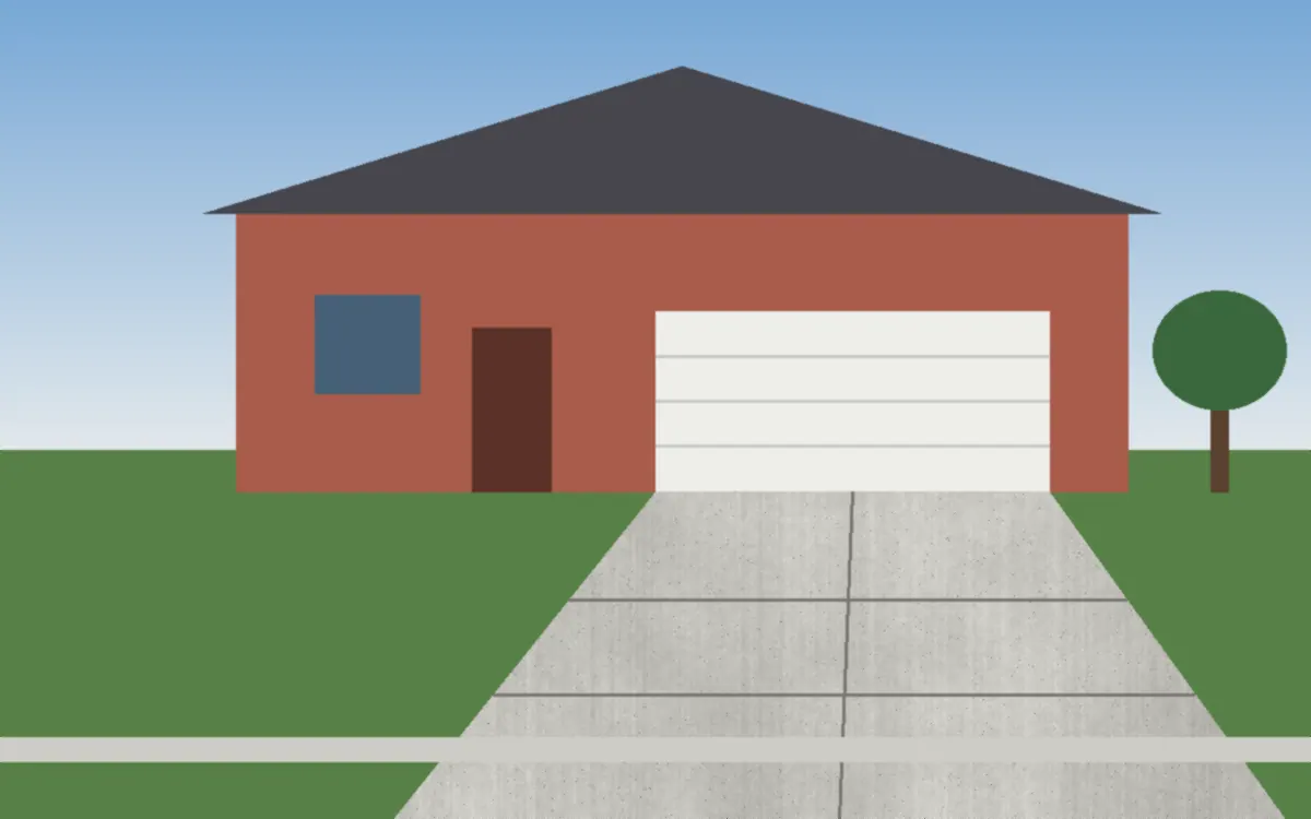 Illustration of a concrete driveway project at a home in Aurora, Ohio