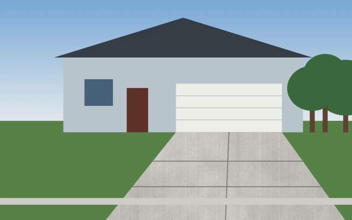 Illustration of a concrete driveway project at a home in Avon, Ohio