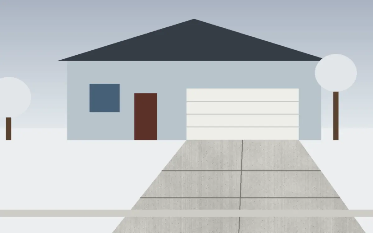 Illustration of a concrete driveway project at a home in Bay Village, Ohio