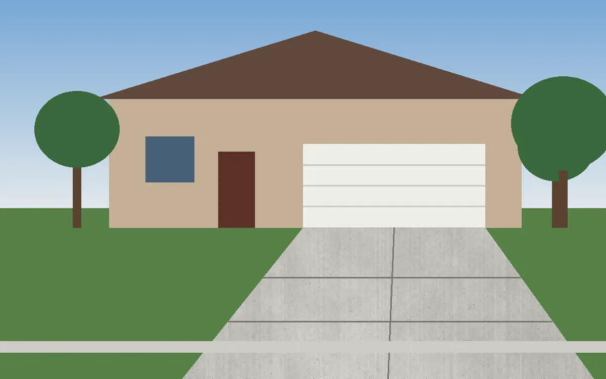 Illustration of a concrete driveway project at a home in Brecksville, Ohio