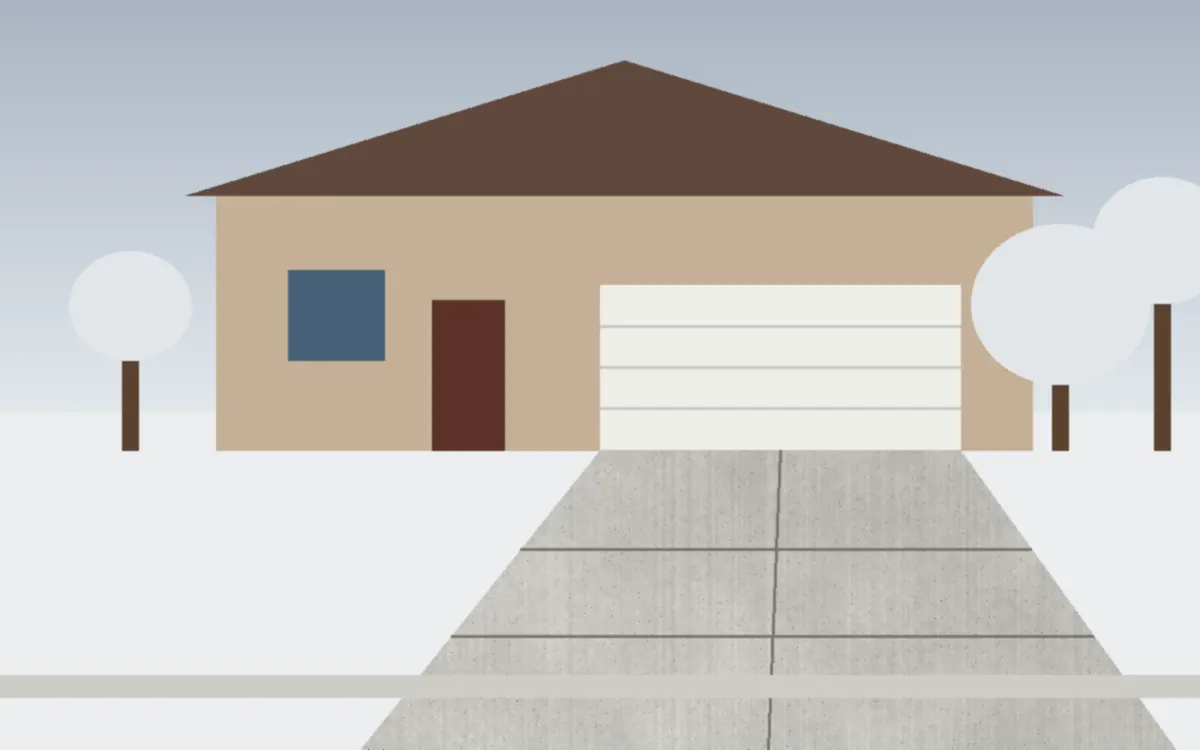 Illustration of a concrete driveway project at a home in Broadview Heights, Ohio