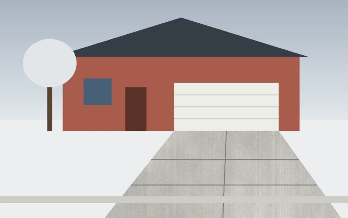 Illustration of a concrete driveway project at a home in Cleveland, Ohio