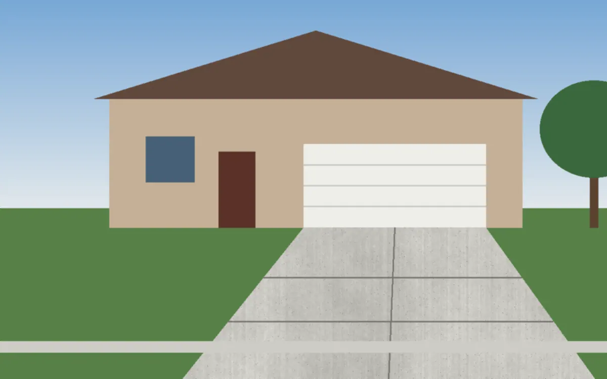 Illustration of a residential concrete driveway in Cuyahoga County, Ohio
