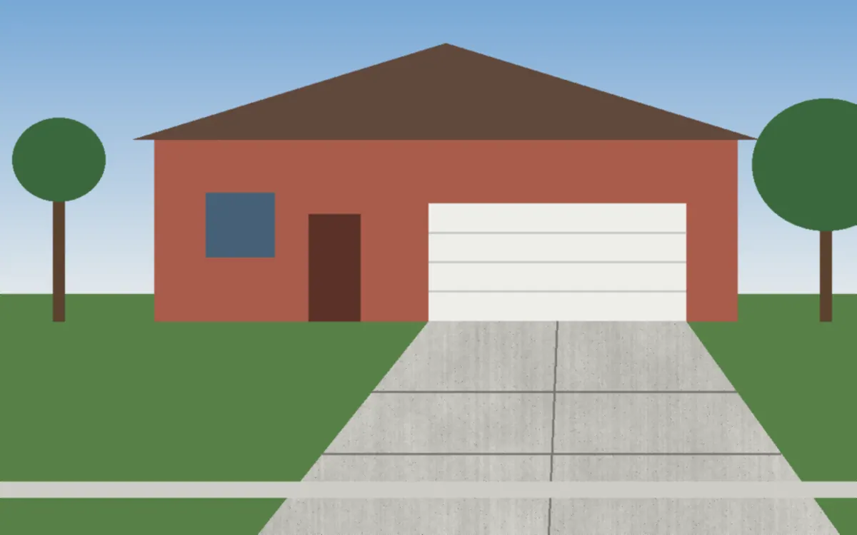 Illustration of a concrete driveway project at a home in Cuyahoga Falls, Ohio