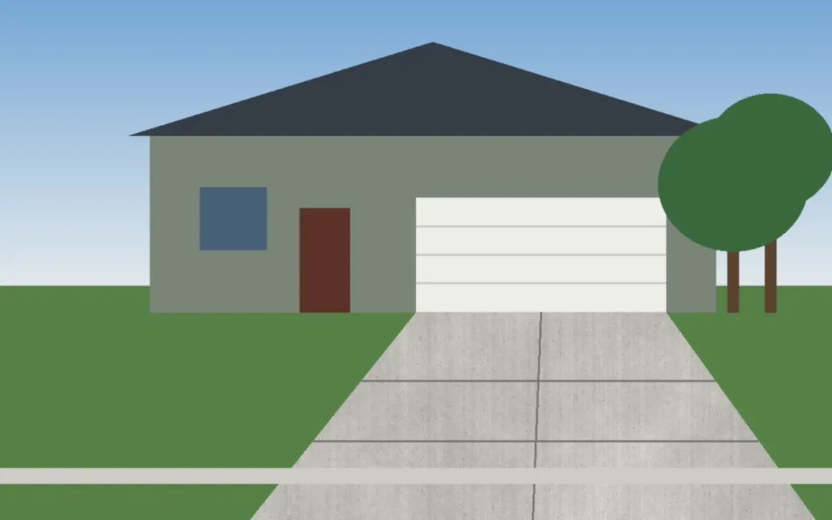 Illustration of a concrete driveway project at a home in Elyria, Ohio