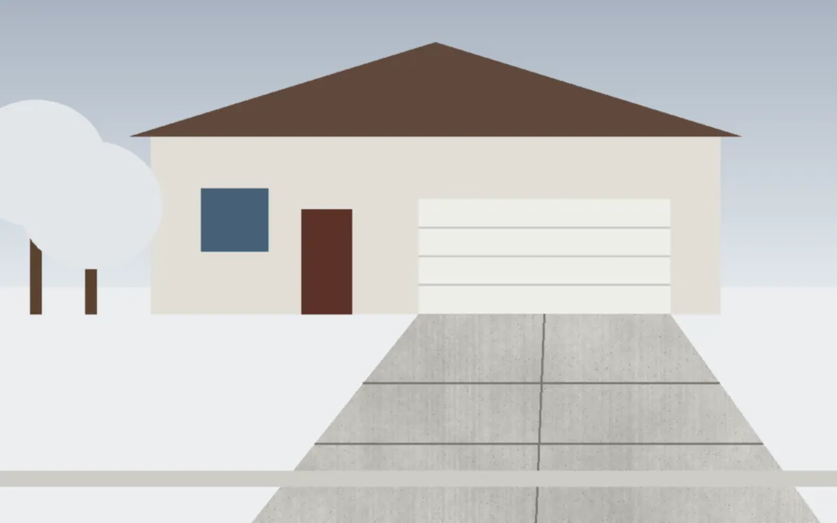 Illustration of a concrete driveway project at a home in Hudson, Ohio