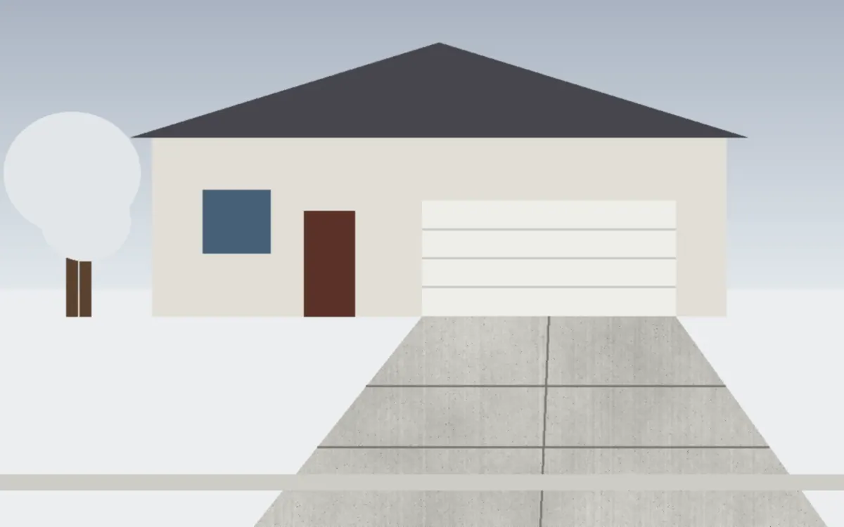 Illustration of a concrete driveway project at a home in Independence, Ohio