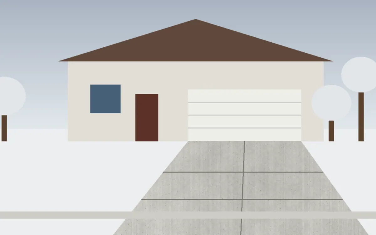 Illustration of a concrete driveway project at a home in Kent, Ohio