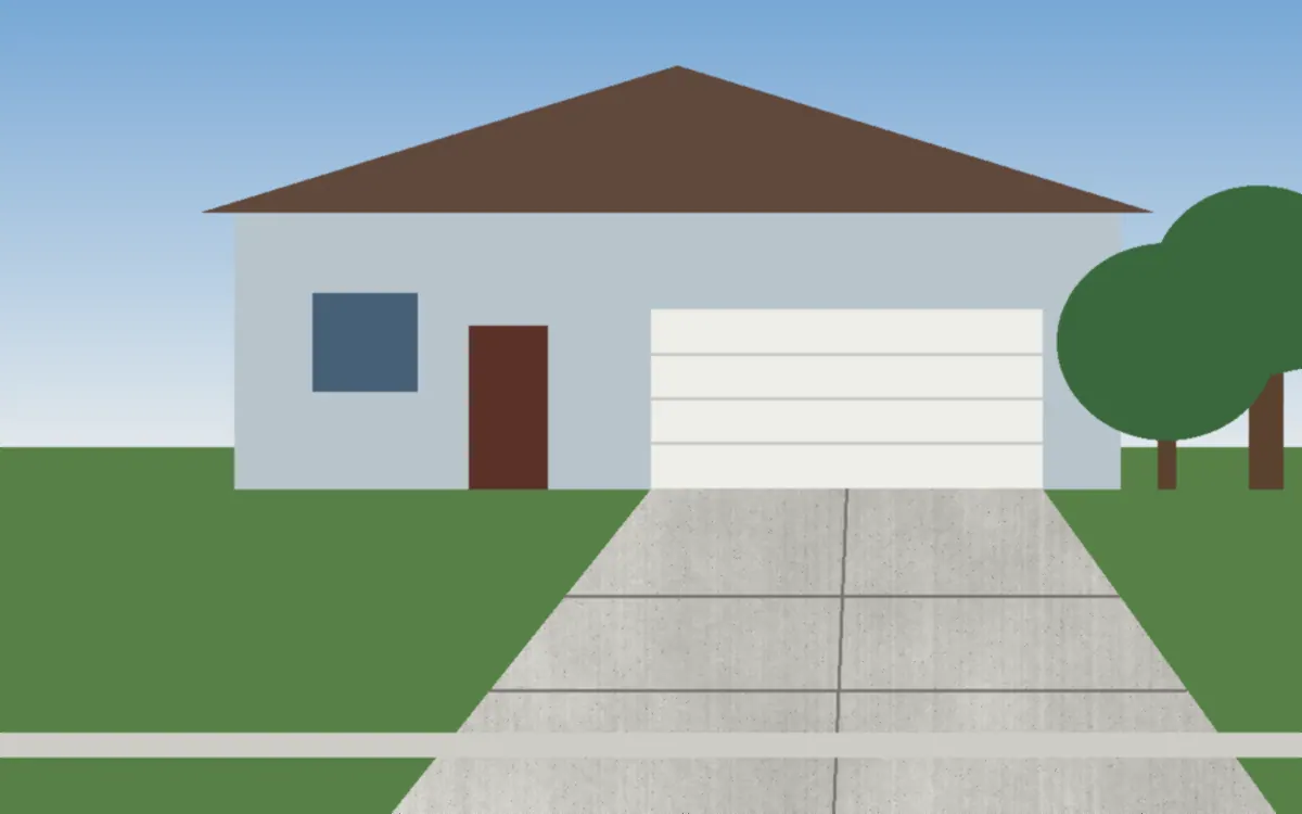 Illustration of a concrete driveway project at a home in Lakewood, Ohio