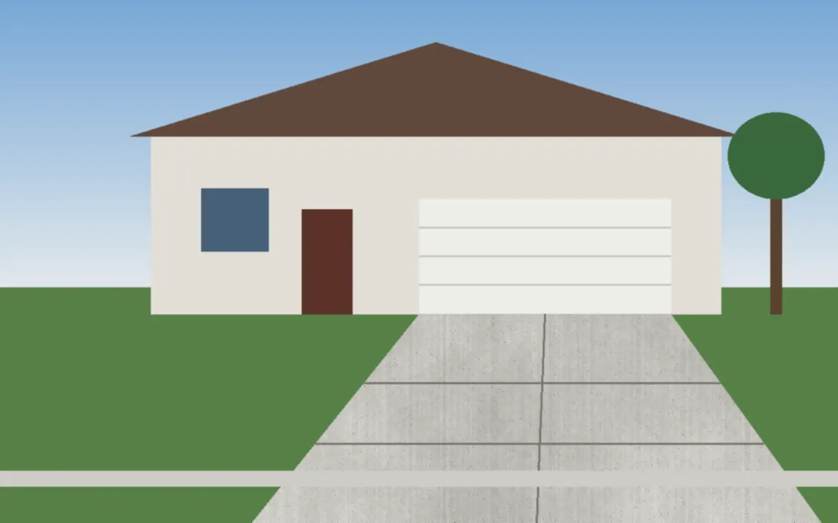 Illustration of a concrete driveway project at a home in Lorain, Ohio