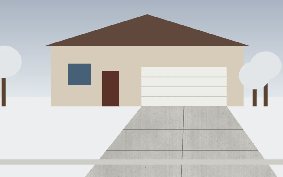 Illustration of a concrete driveway project at a home in North Olmsted, Ohio