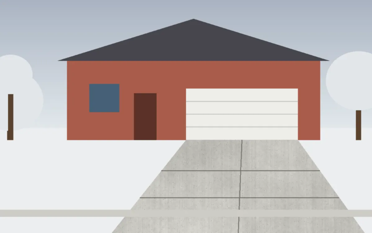 Illustration of a concrete driveway project at a home in North Ridgeville, Ohio