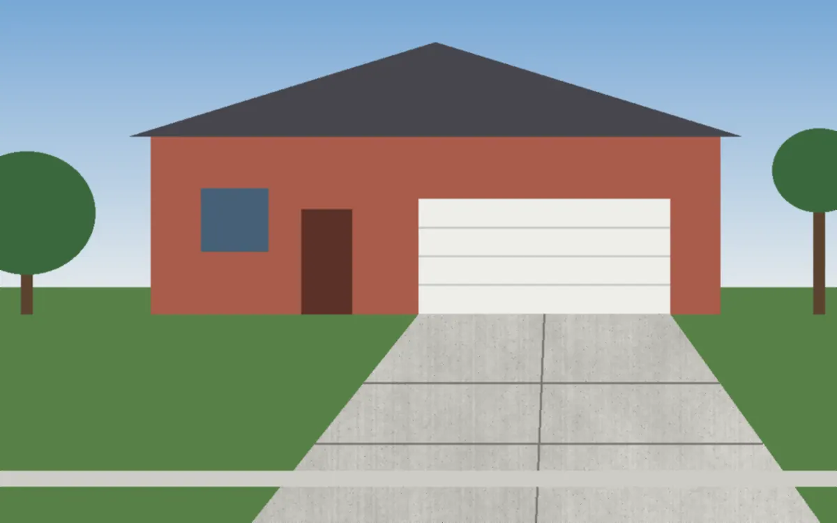 Illustration of a concrete driveway project at a home in North Royalton, Ohio