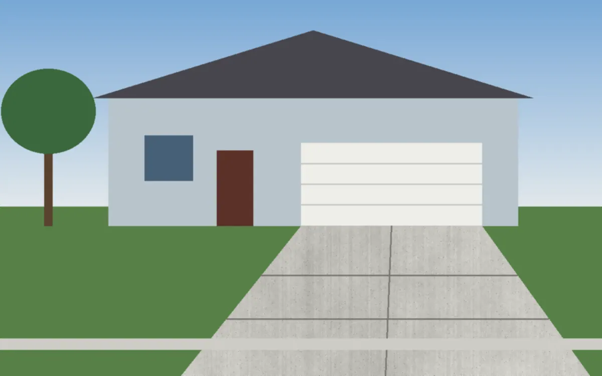Illustration of a concrete driveway project at a home in Olmsted Falls, Ohio