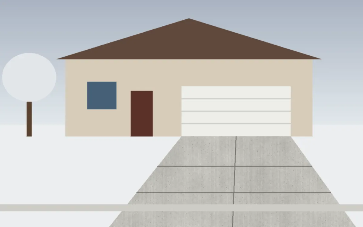 Illustration of a concrete driveway project at a home in Parma, Ohio