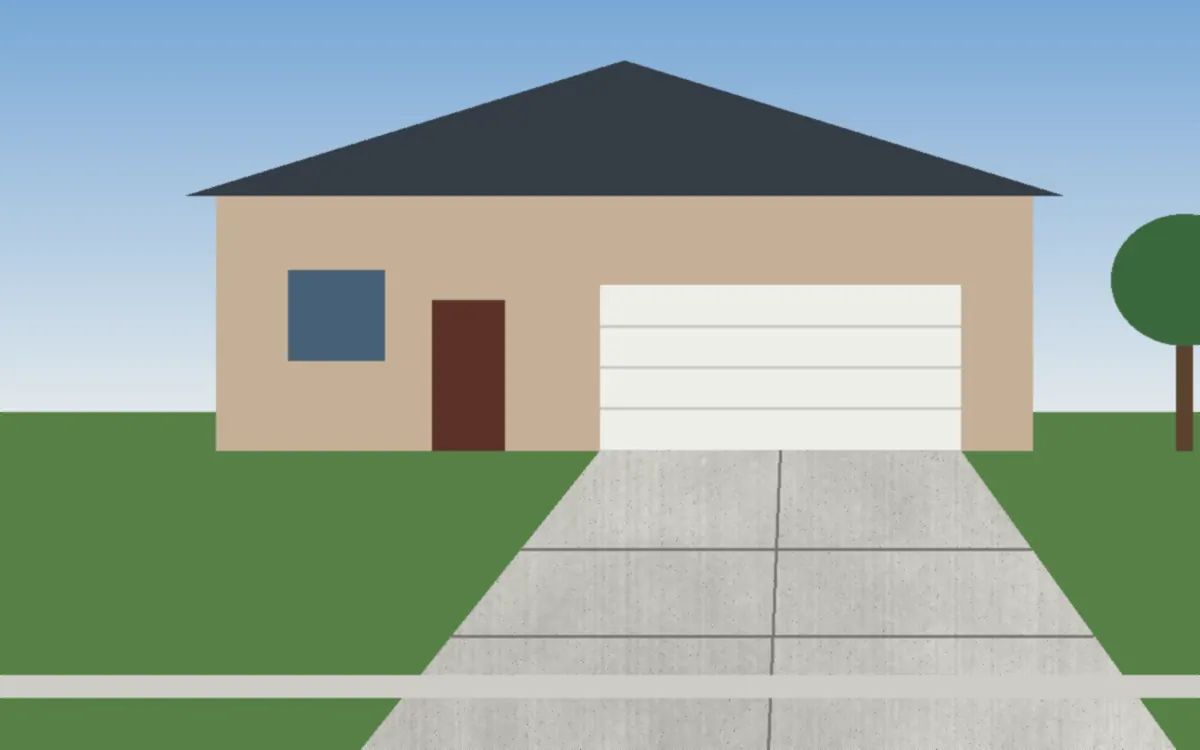 Illustration of a concrete driveway project at a home in Rocky River, Ohio