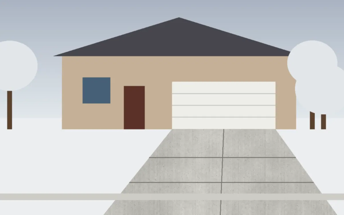 Illustration of a concrete driveway project at a home in Solon, Ohio