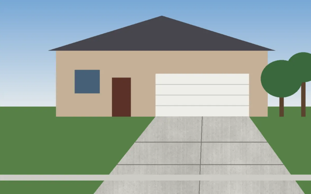 Illustration of a concrete driveway project at a home in Stow, Ohio