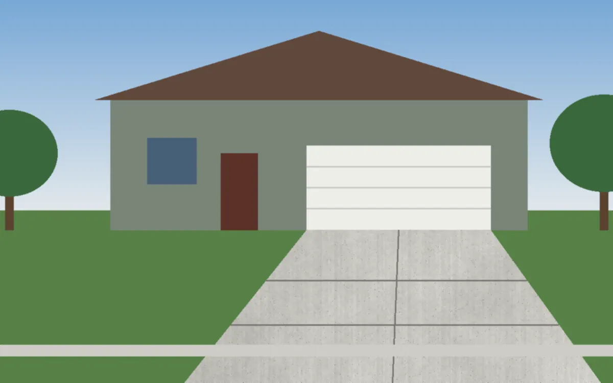Illustration of a concrete driveway project at a home in Strongsville, Ohio