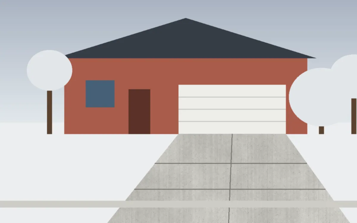 Illustration of a concrete driveway project at a home in Wadsworth, Ohio