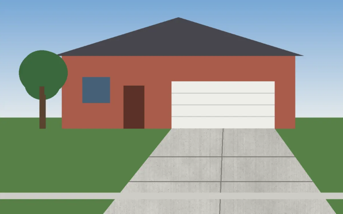Illustration of a concrete driveway project at a home in Westlake, Ohio