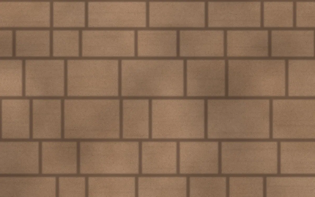 Close-up of ashlar slate pattern stamped concrete with antiqued joints